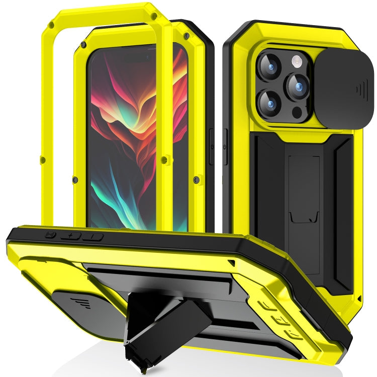 R-JUST Sliding Camera IP54 Life Waterproof Holder Phone Case, For iPhone 16 Pro, For iPhone 16 Plus, For iPhone 16, For iPhone 15 Pro Max, For iPhone 15 Pro, For iPhone 15 Plus