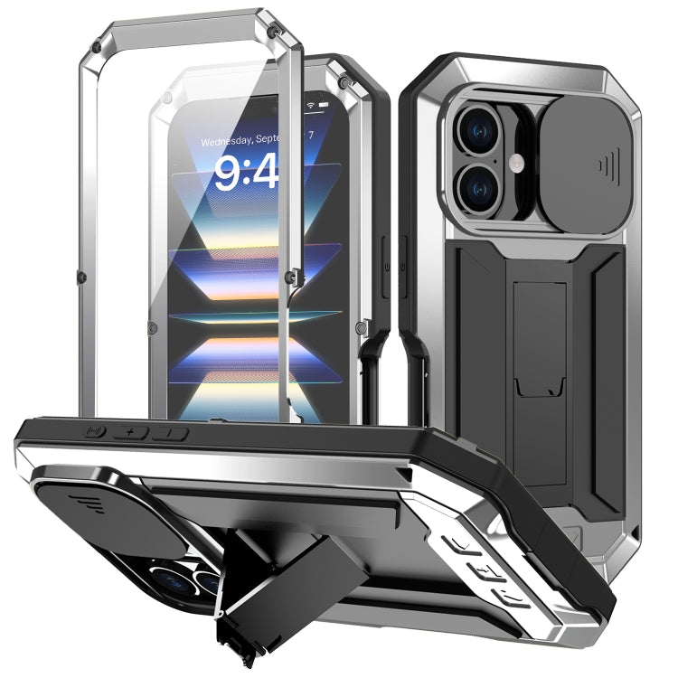 R-JUST Sliding Camera IP54 Life Waterproof Holder Phone Case, For iPhone 16 Pro, For iPhone 16 Plus, For iPhone 16, For iPhone 15 Pro Max, For iPhone 15 Pro, For iPhone 15 Plus