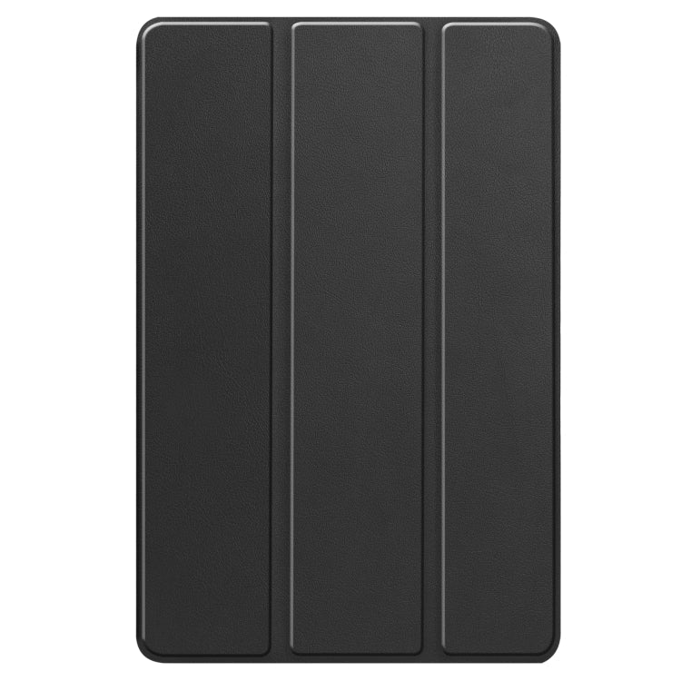 For Lenovo Tab P12/Xiaoxin Pad Pro 12.7 inch Custer Solid Color 3-Fold Stand Leather Tablet Case(Black)