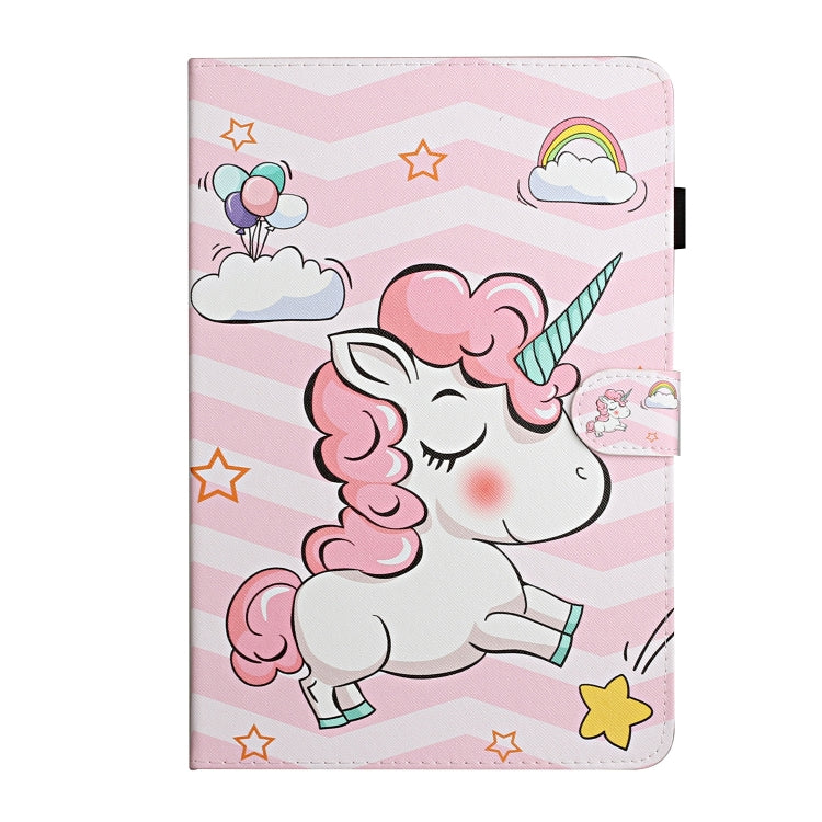 For 8 inch Universal Tablet PC Colored Drawing Pattern Horizontal Flip PU Leather Case with Holder & Card Slot(Pink Unicorn)