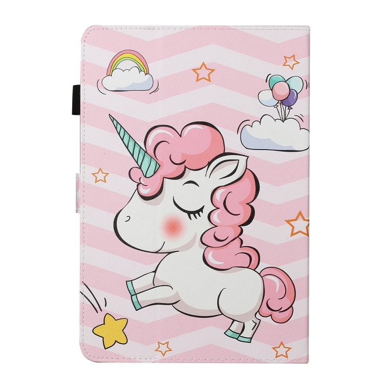 For 8 inch Universal Tablet PC Colored Drawing Pattern Horizontal Flip PU Leather Case with Holder & Card Slot(Pink Unicorn)