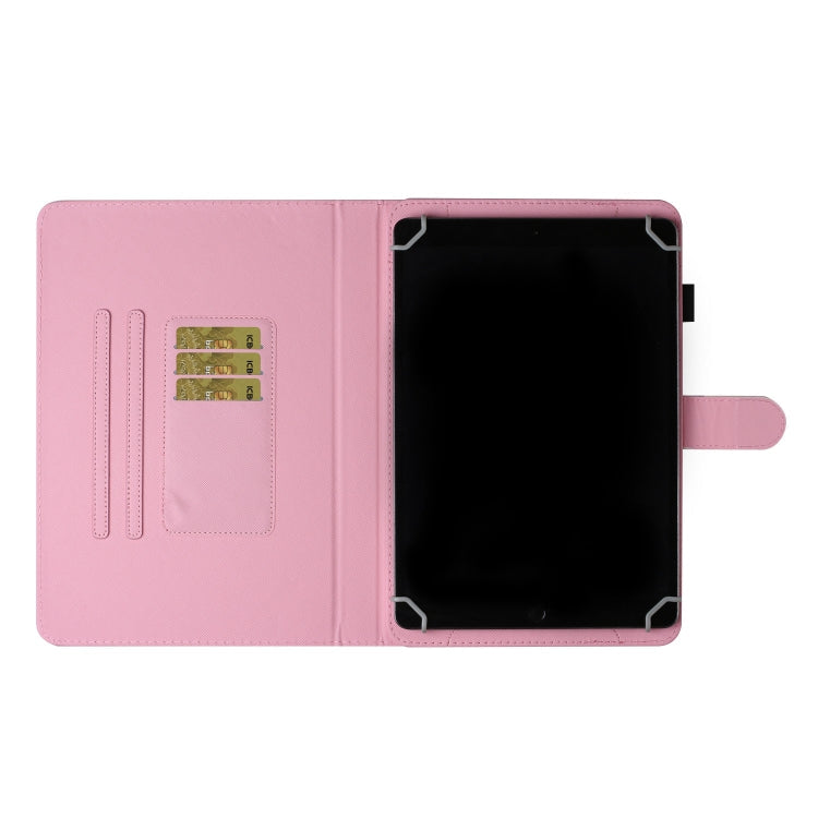 For 8 inch Universal Tablet PC Colored Drawing Pattern Horizontal Flip PU Leather Case with Holder & Card Slot(Pink Unicorn)
