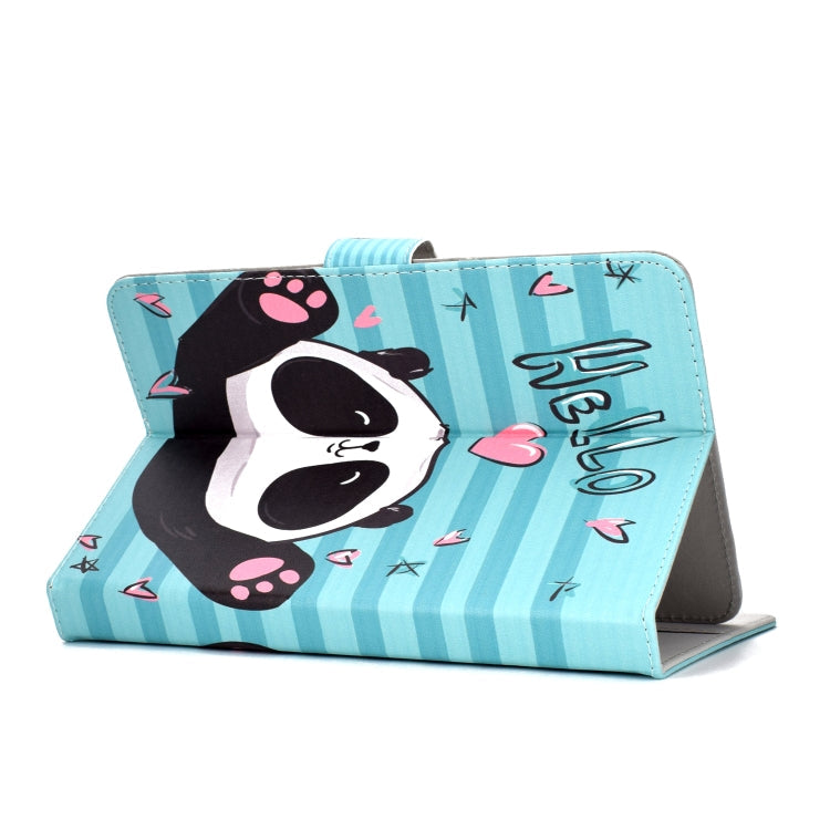 For 10 inch Universal Tablet PC Colored Drawing Pattern Horizontal Flip PU Leather Case with Holder & Card Slot(Love Panda)