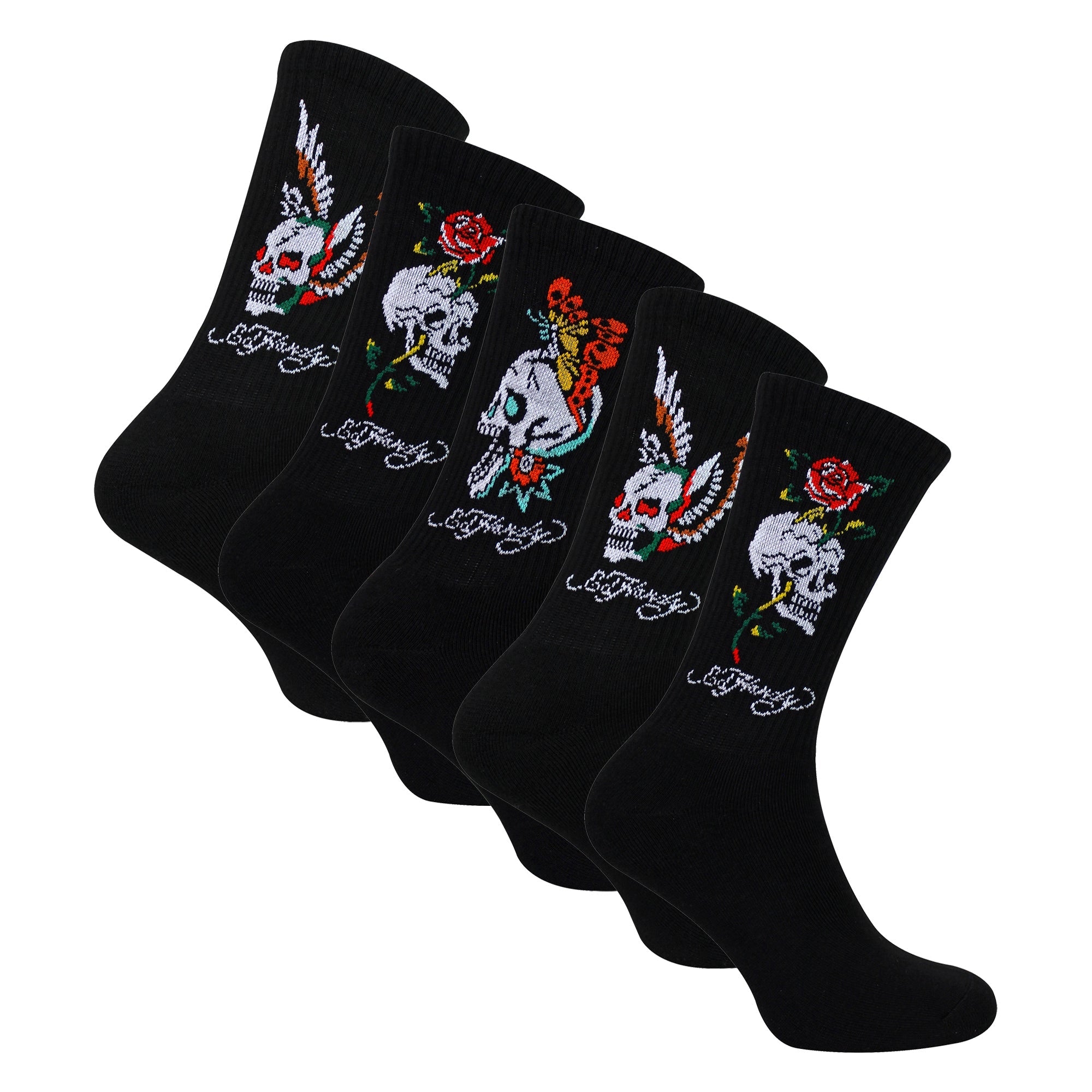 5 Pairs Mens Crew  Socks - Breathable Novelty Patterned Socks