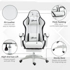 Vinsetto Computer Gaming Chair, PU Leather Desk Chair with Footrest, Swivel Task Chair with 135\'c2\'b0 Reclining Back and Lumbar Support, PC Chair for Adults, White and Black
