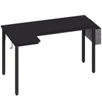 HOMCOM L-Shaped Computer Gaming Desk with Fabric Bag, Hooks and Cable Management, 145 x 81 x 76cm - Black