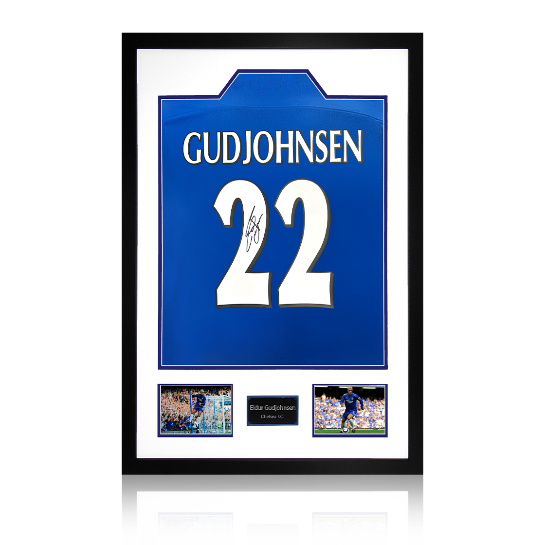Eidur Gudjohnsen Signed Chelsea Shirt Premium Frame