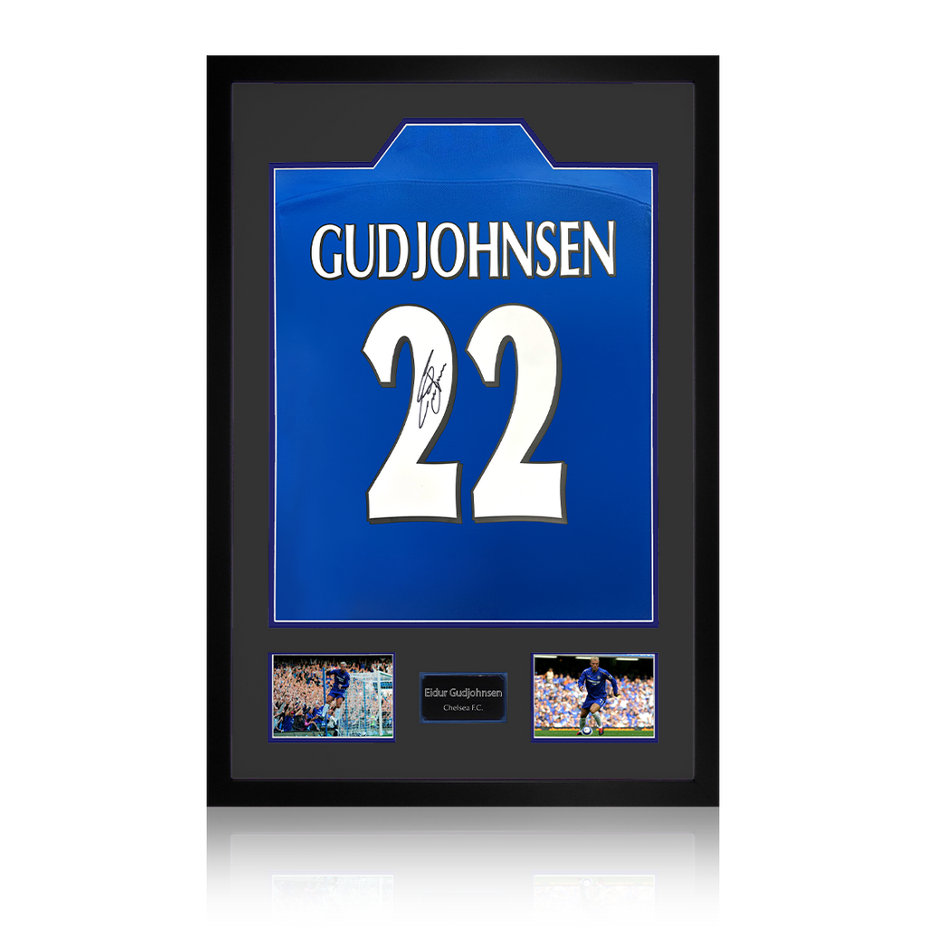 Eidur Gudjohnsen Signed Chelsea Shirt Premium Frame