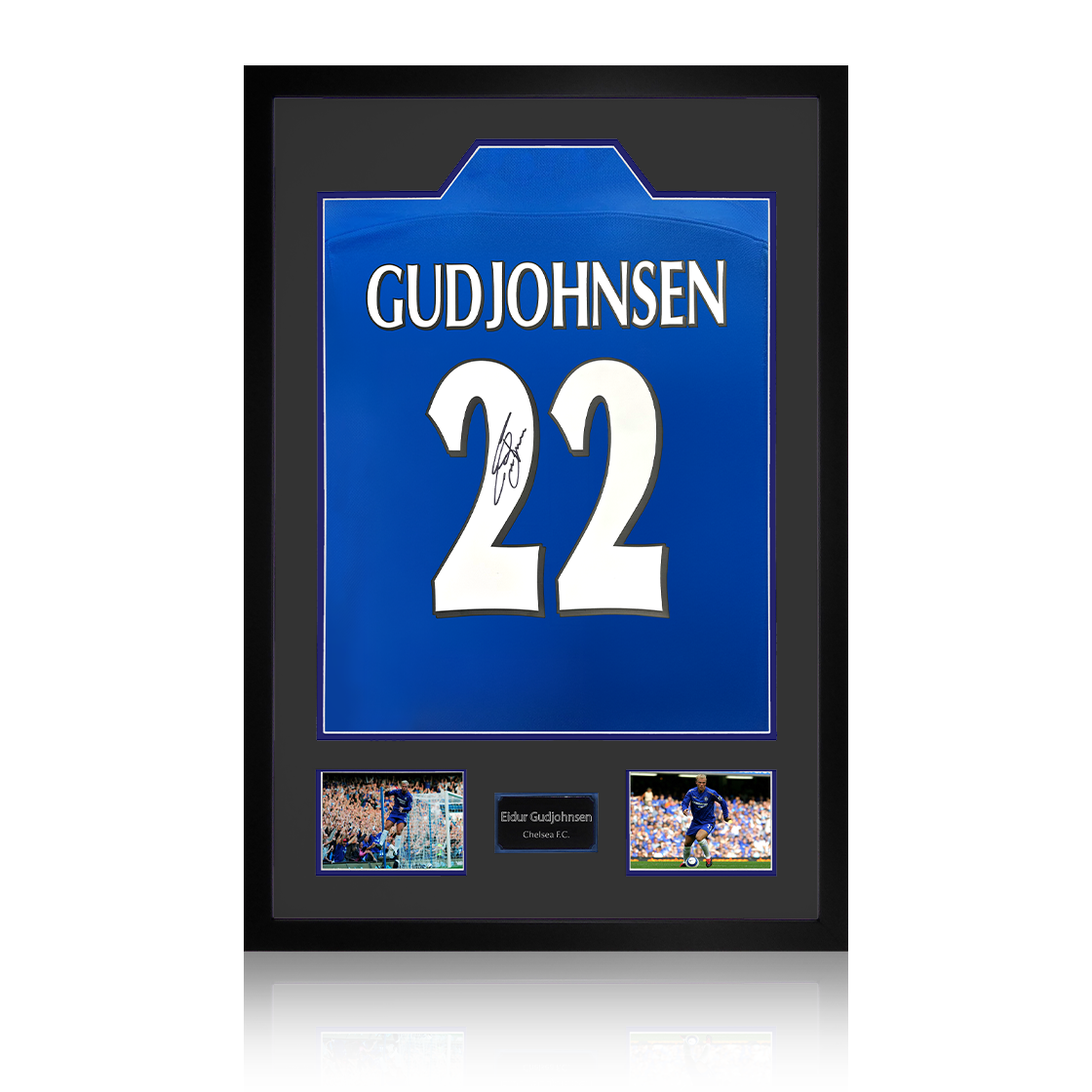 Eidur Gudjohnsen Signed Chelsea Shirt Premium Frame