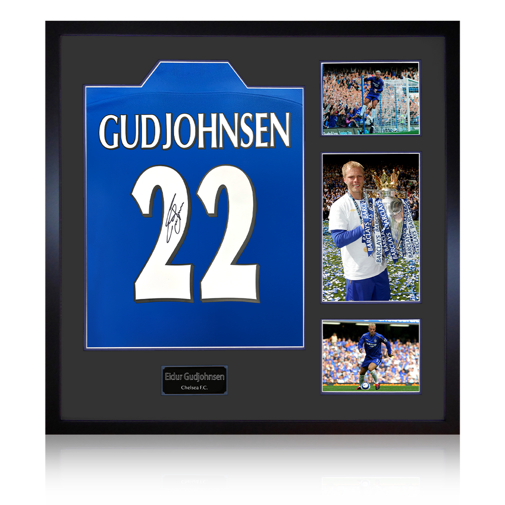 Eidur Gudjohnsen Signed Chelsea Shirt Elite Frame