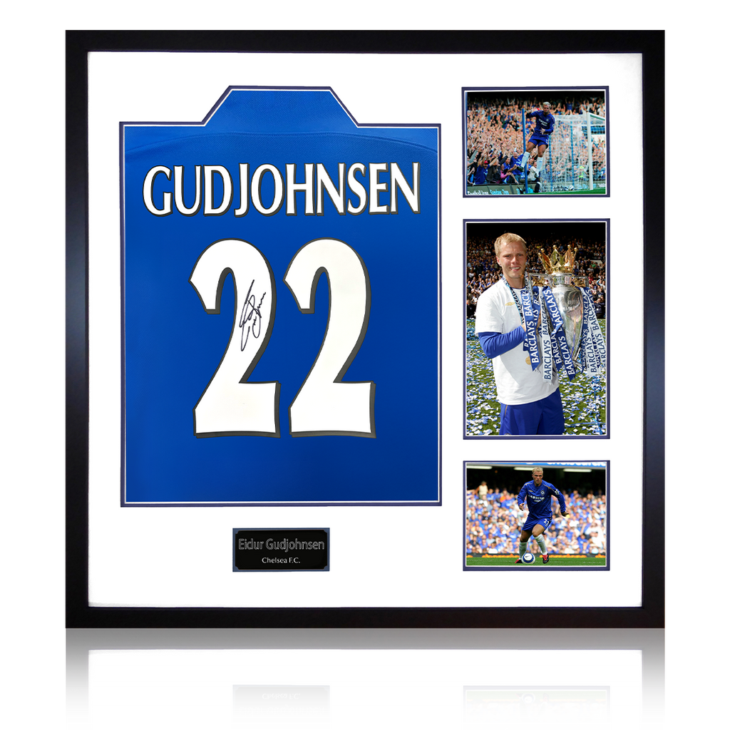 Eidur Gudjohnsen Signed Chelsea Shirt Elite Frame