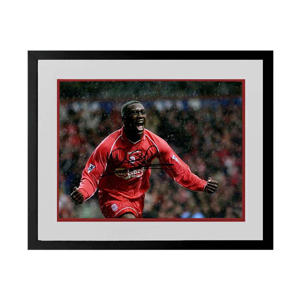 Emile Heskey Signed Liverpool 16x12 Image Deluxe Mount Frame