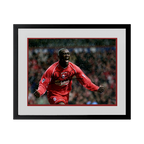 Emile Heskey Signed Liverpool 16x12 Image Deluxe Mount Frame