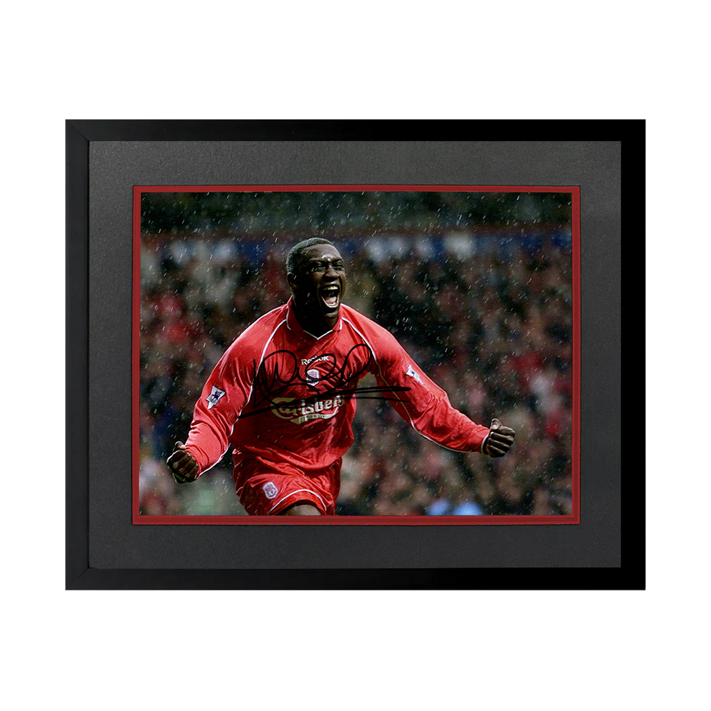 Emile Heskey Signed Liverpool 16x12 Image Deluxe Mount Frame