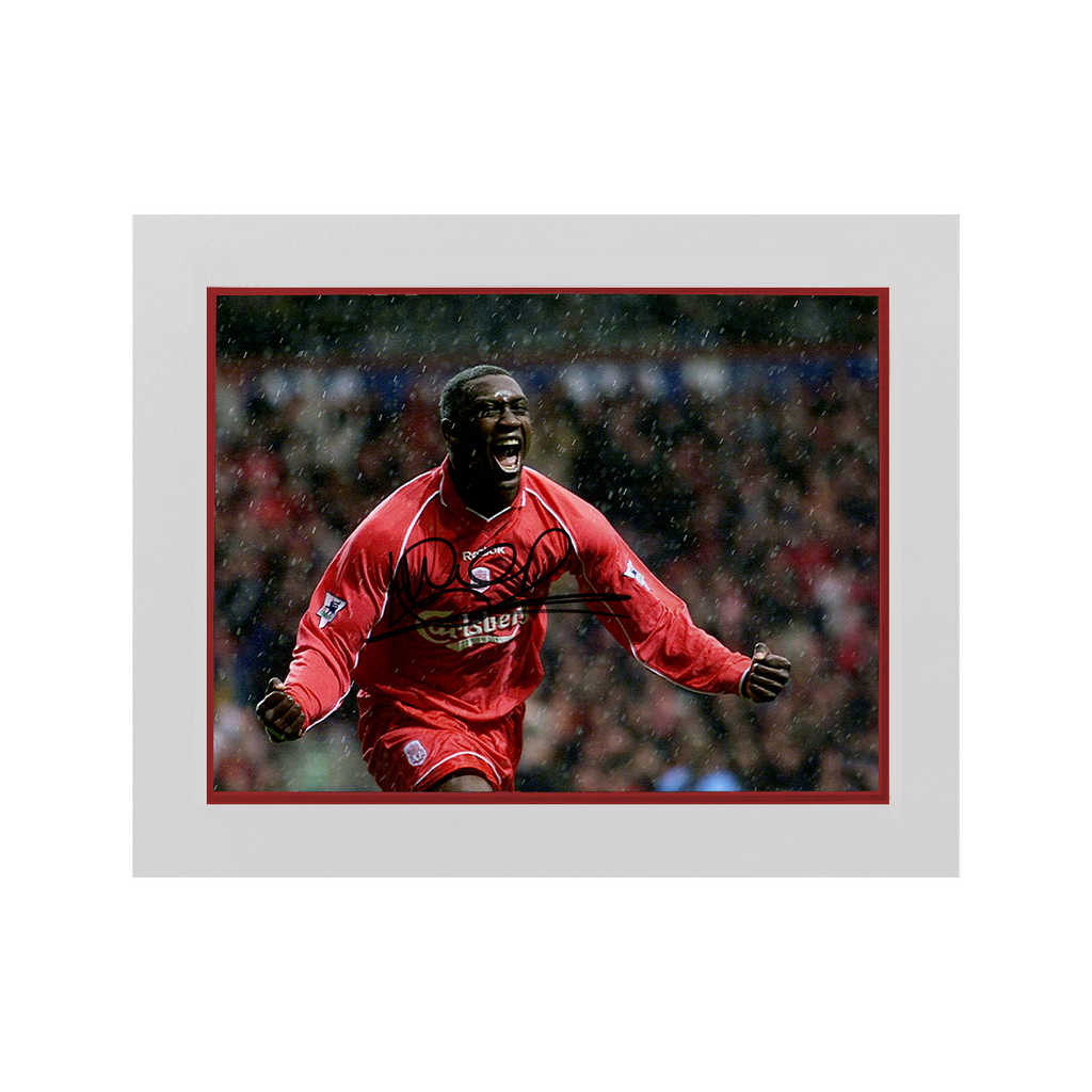 Emile Heskey Signed Liverpool 16x12 Image Deluxe Mount