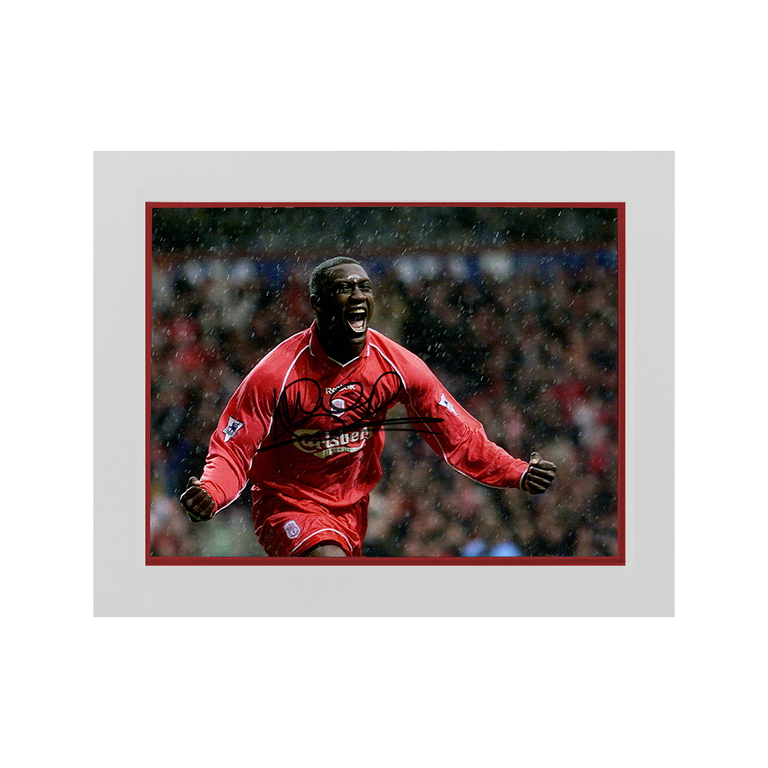 Emile Heskey Signed Liverpool 16x12 Image Deluxe Mount