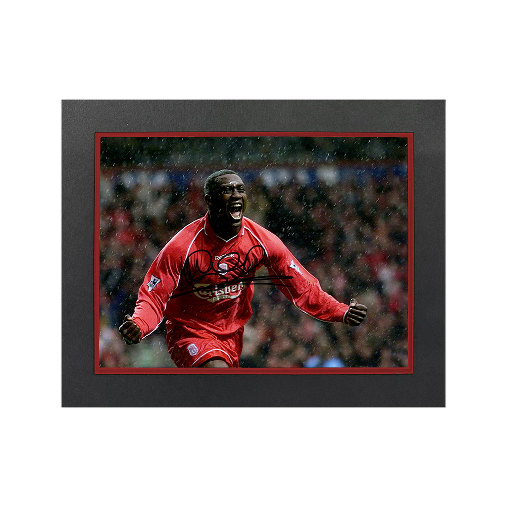 Emile Heskey Signed Liverpool 16x12 Image Deluxe Mount