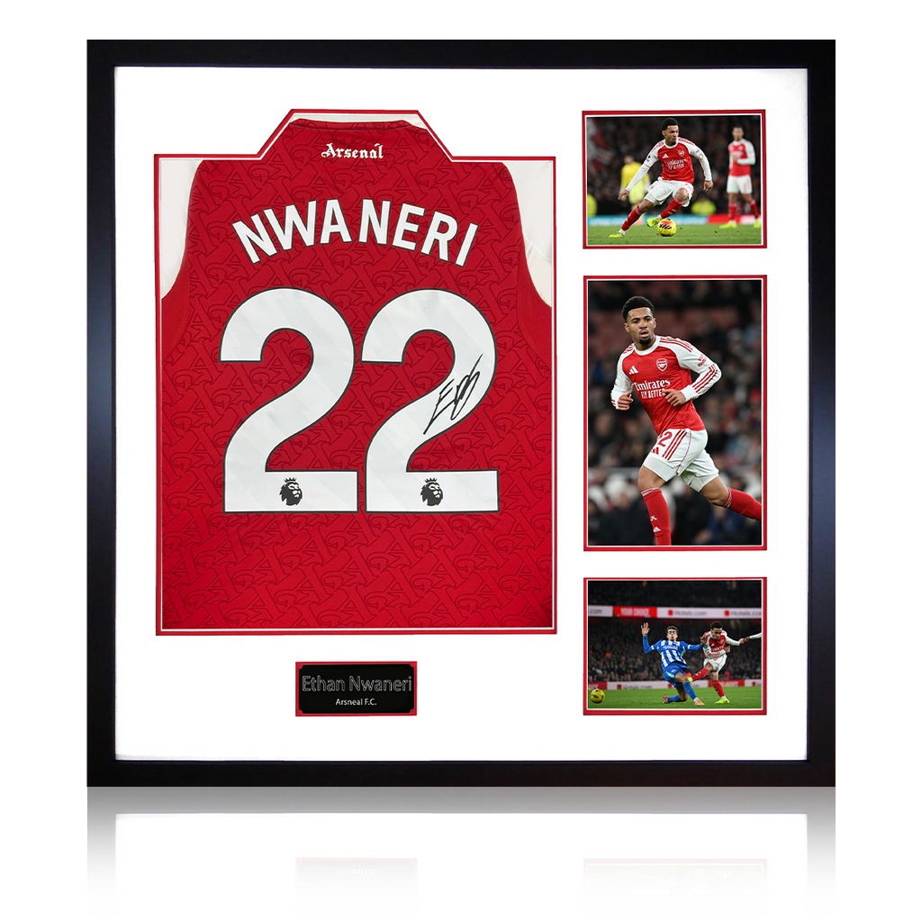 Ethan Nwaneri Signed Arsenal Shirt Elite Frame