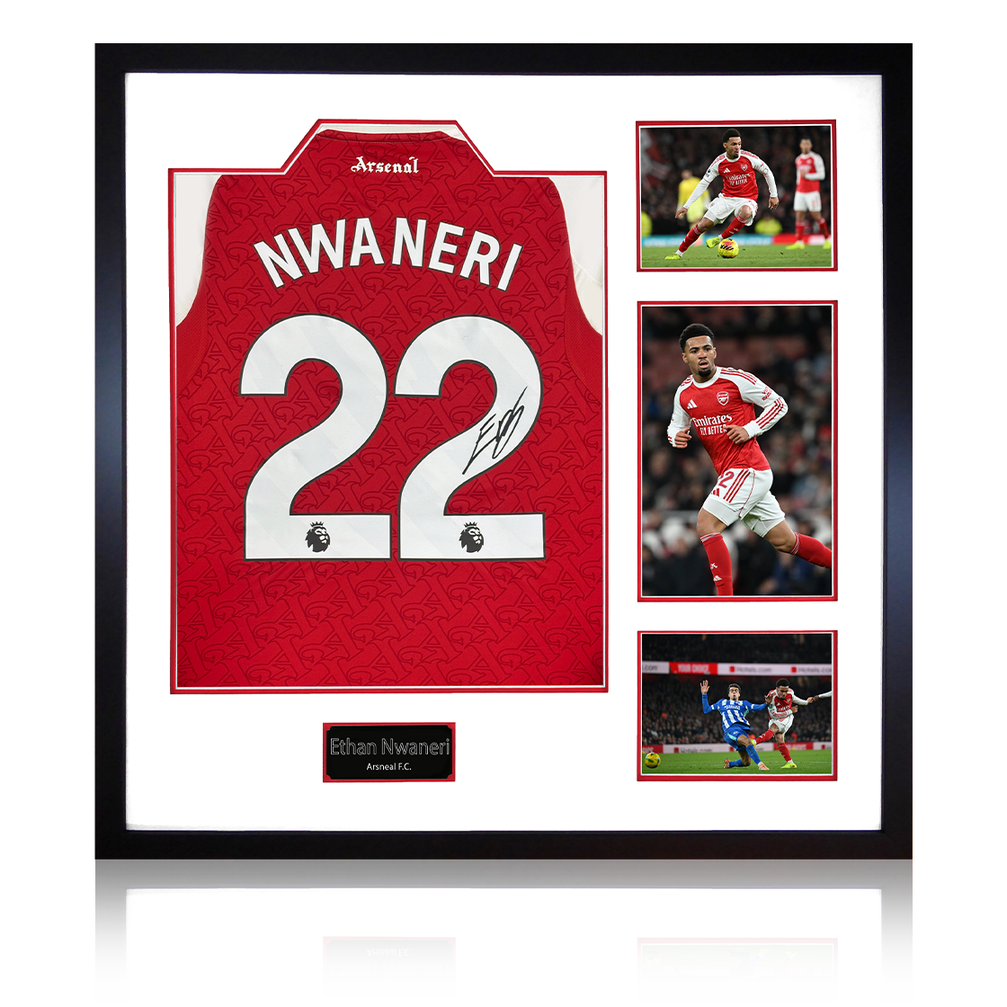Ethan Nwaneri Signed Arsenal Shirt Elite Frame
