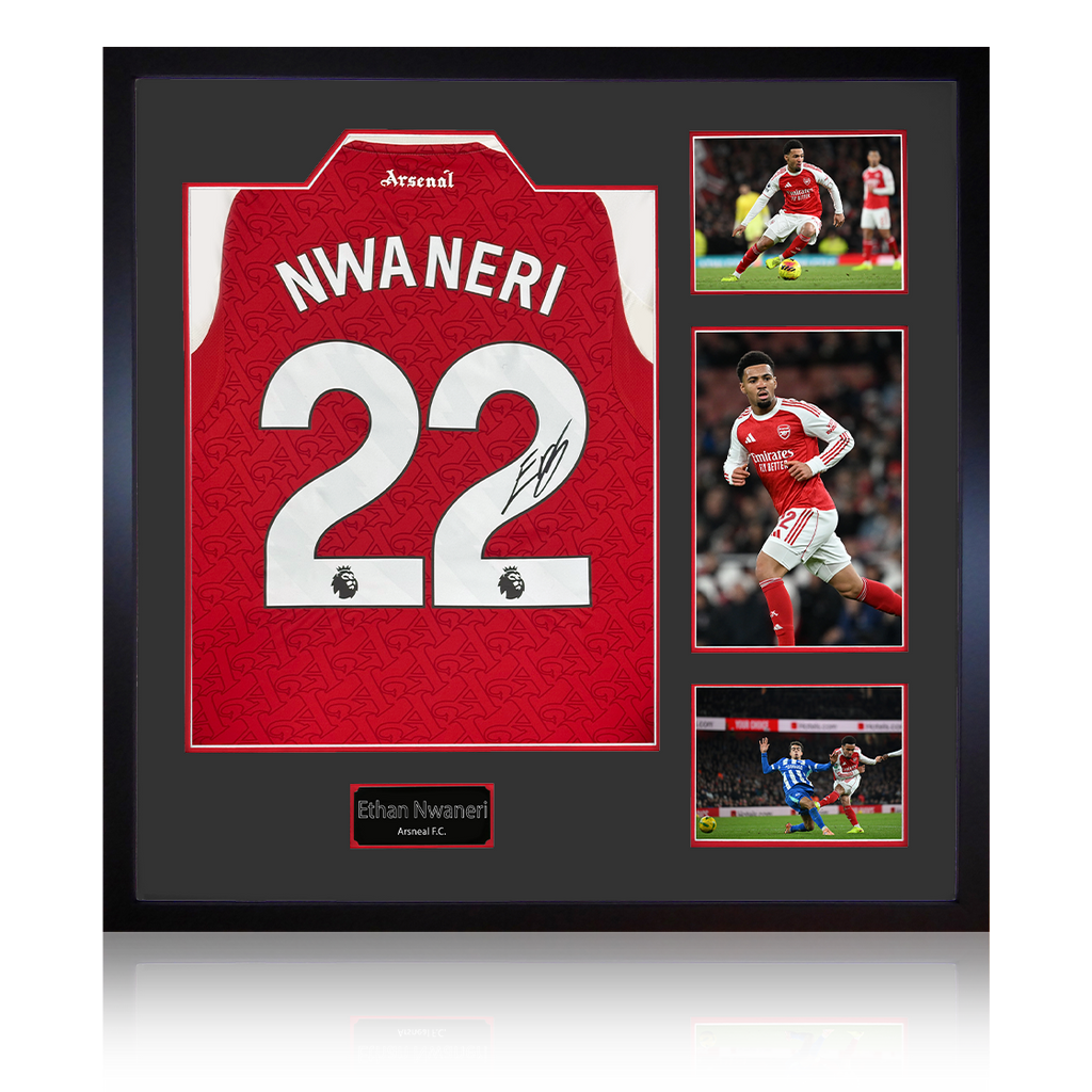 Ethan Nwaneri Signed Arsenal Shirt Elite Frame