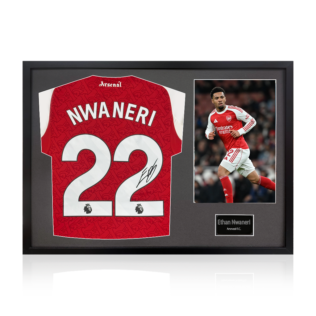 Ethan Nwaneri Signed Arsenal Shirt Classic Frame