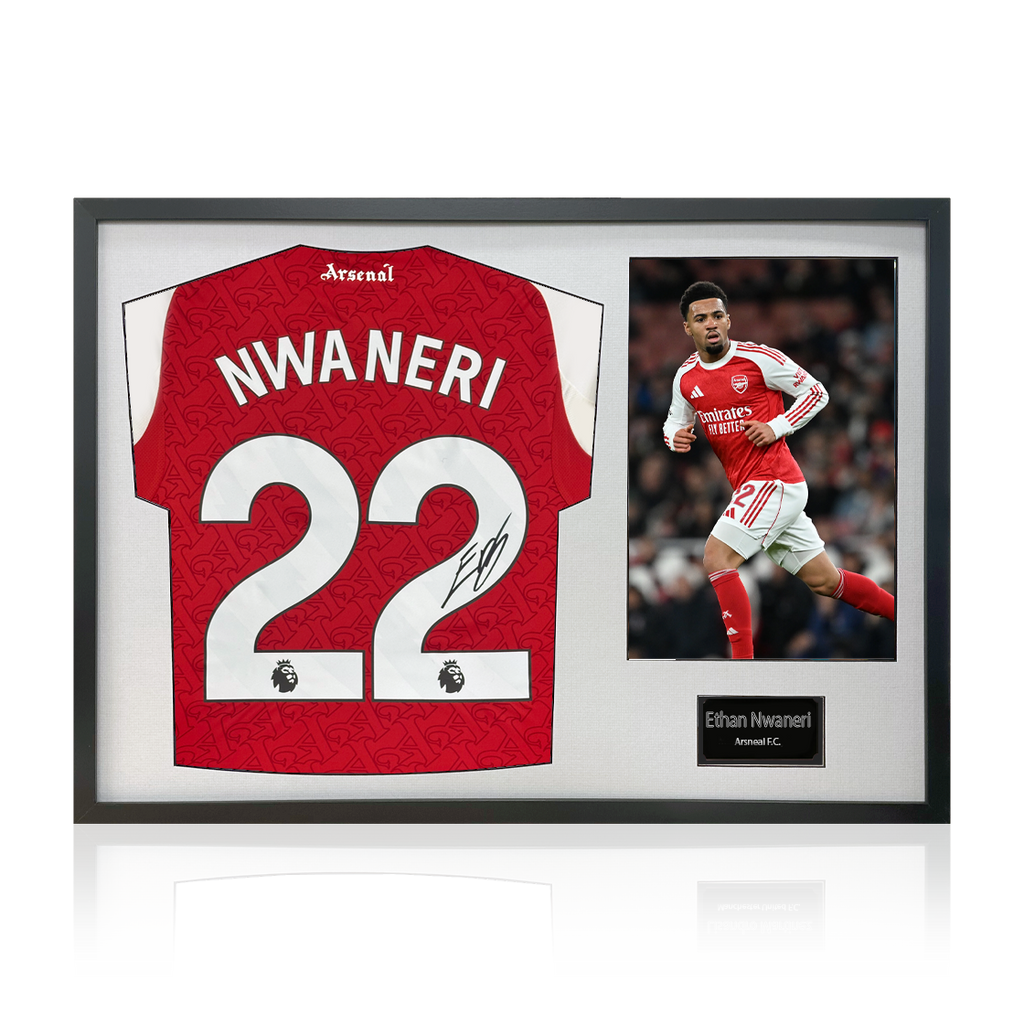 Ethan Nwaneri Signed Arsenal Shirt Classic Frame