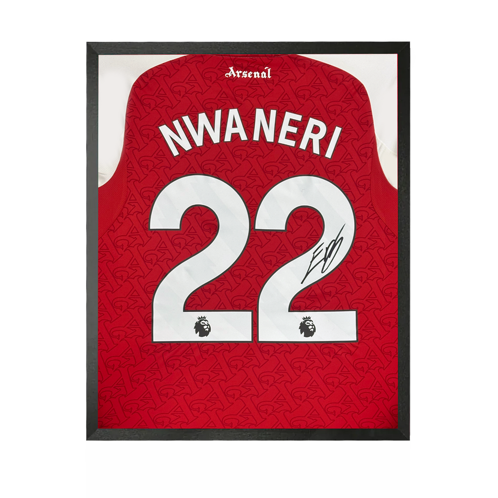 Ethan Nwaneri Signed Arsenal Shirt Compact Frame