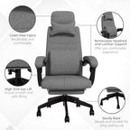 Vinsetto Linen-Look Office Chair, with 160\'c2\'b0 Reclining Back and Footrest - Grey