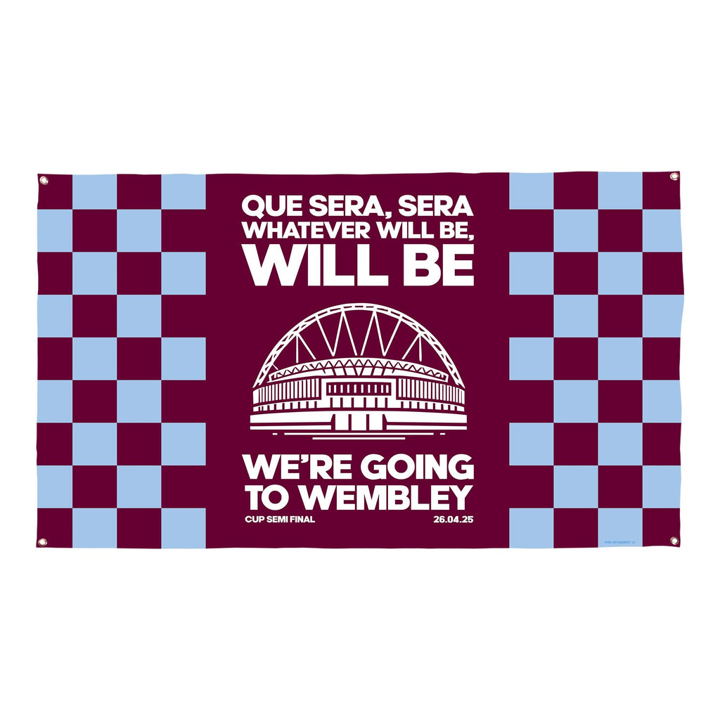 Aston Villa - Que Sera, Sera - Banner - Chequered - Two Sizes