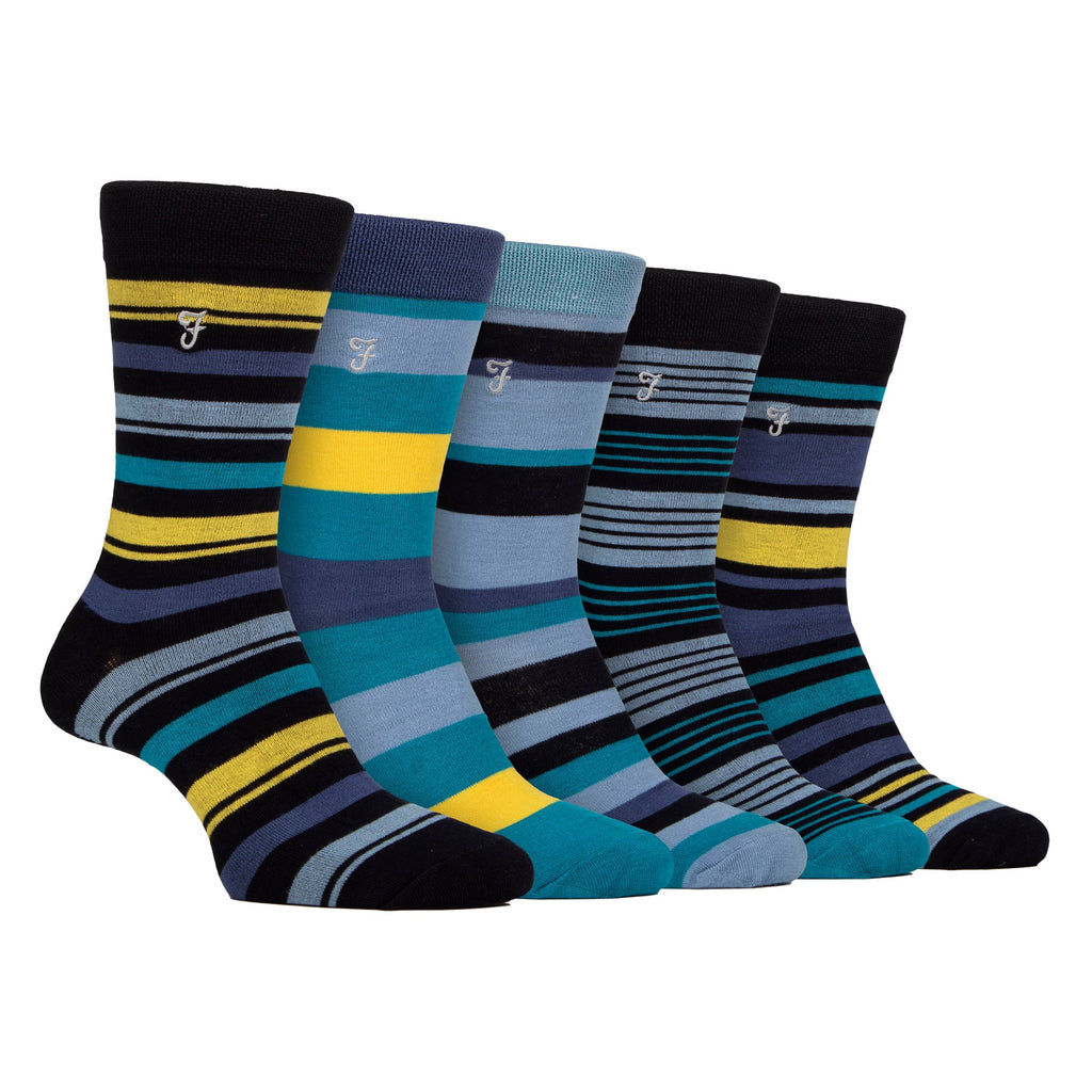 5 Pack Mens Bamboo Patterned Socks - Soft Breathable Stylish Everyday Comfort