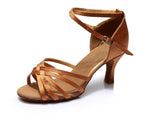 Latin dance shoes for adult women with medium to high heels Latin dance indoor training shoes, satin gymnastics shoes