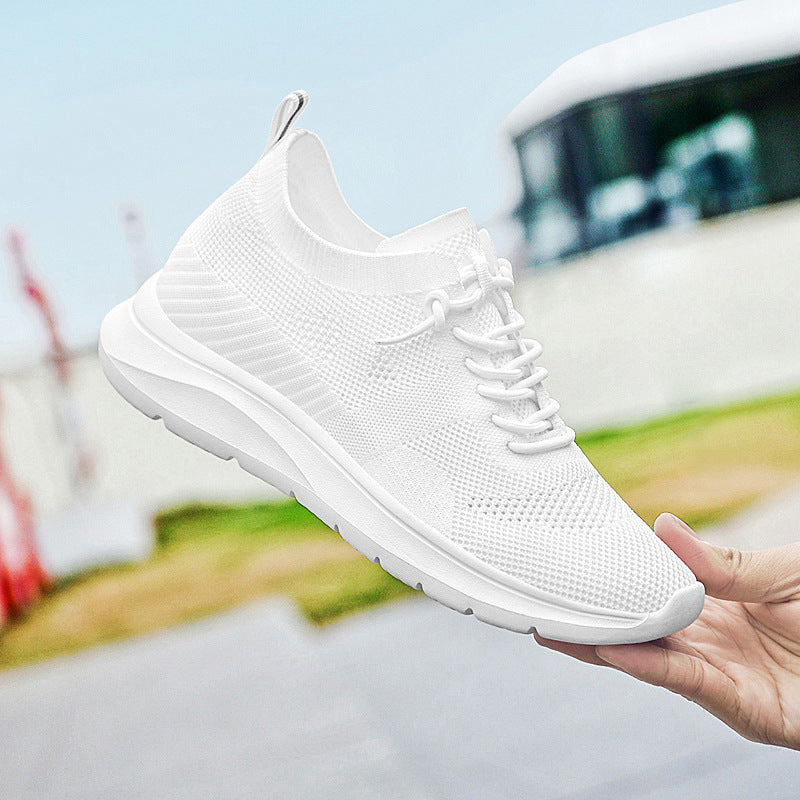 Indoor height increasing sports and leisure shoes for men white invisible height increasing shoes 7CM