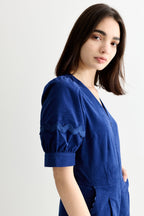 Finlay Babycord V Neck Ric Rac Trim Jumpsuit - Navy