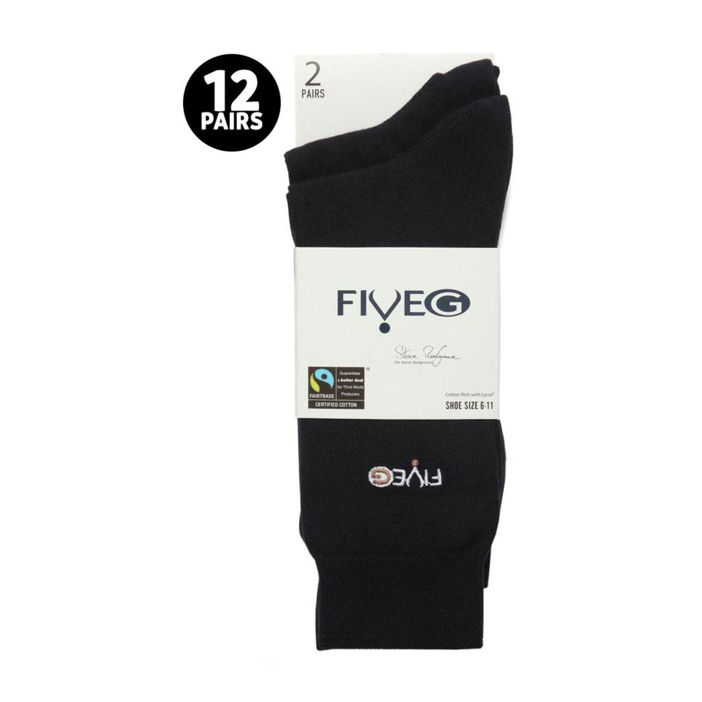 12 Pairs Mens Fairtrade Cotton Socks | Breathable Casual Plain Dress Socks