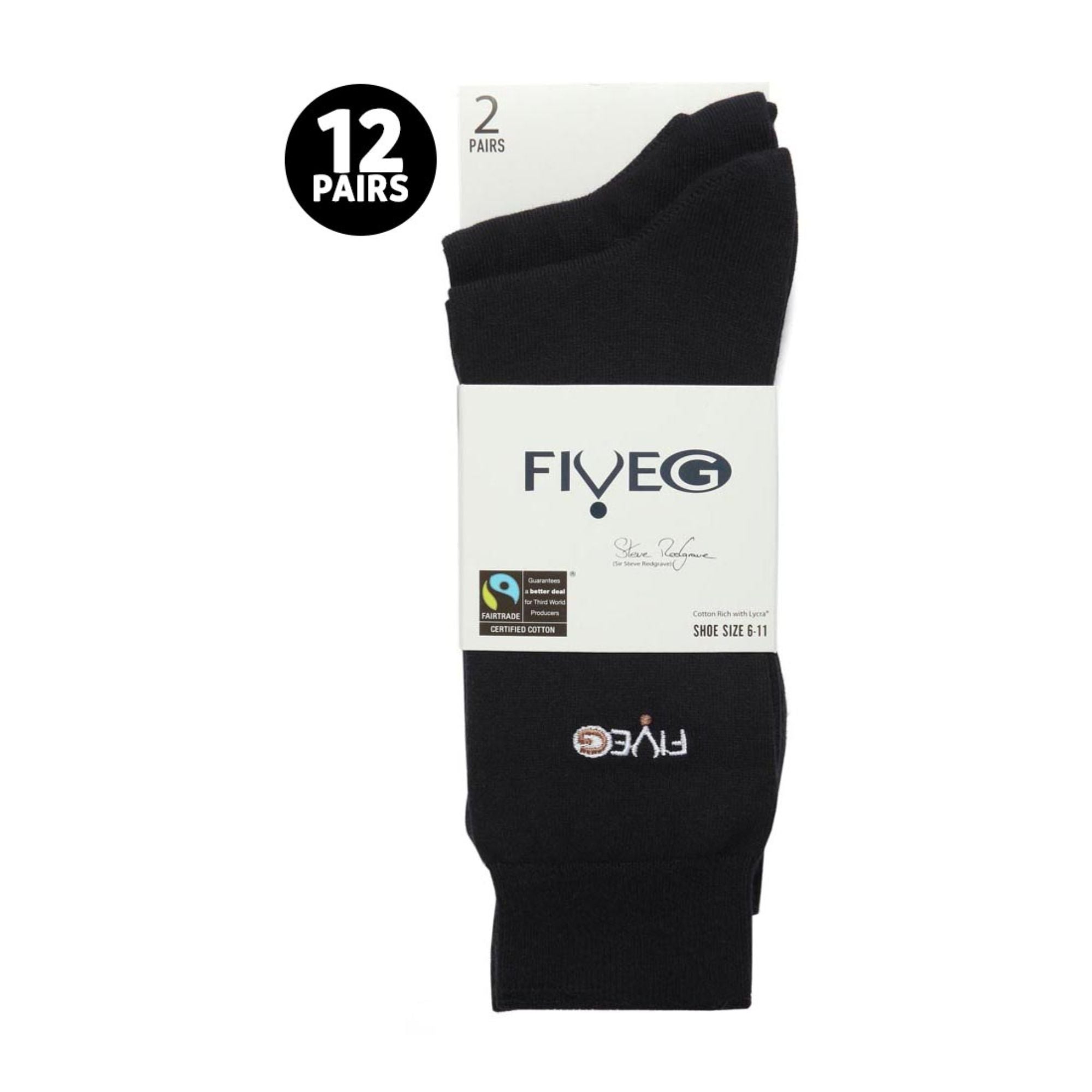 12 Pairs Mens Fairtrade Cotton Socks | Breathable Casual Plain Dress Socks