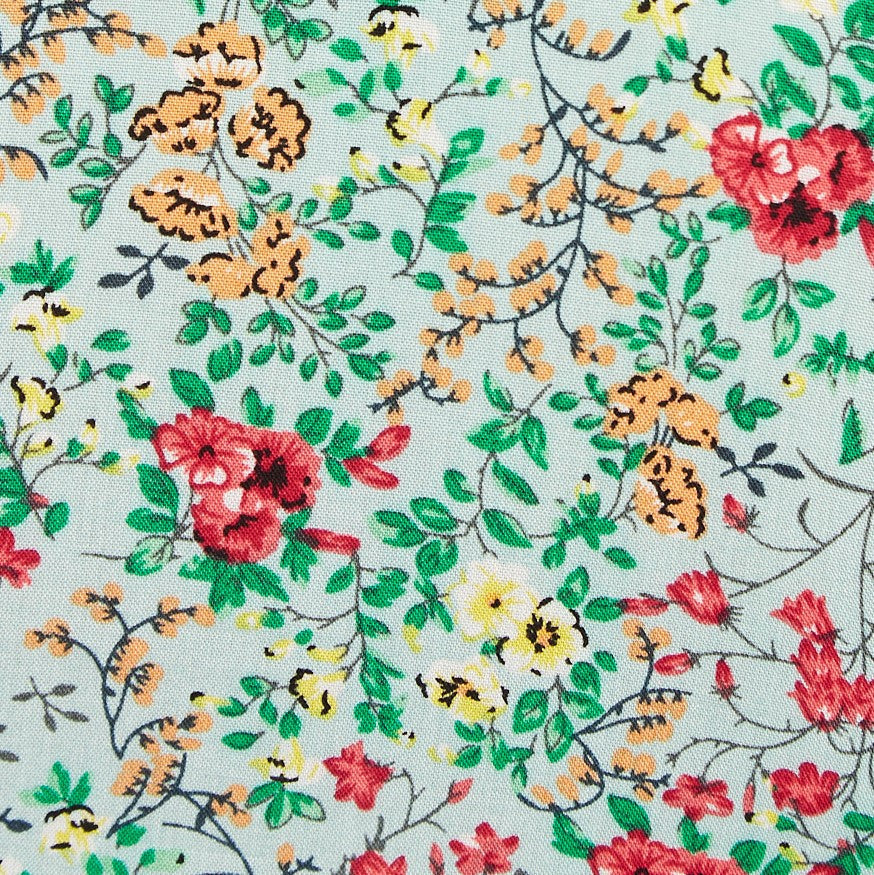Louche Merle Flower Show Print V Neck Short Sleeve Tea Dress Green