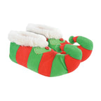 Kids Christmas Novelty Green & Red Striped Elf Slippers