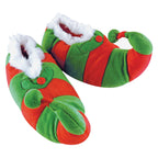 Kids Christmas Novelty Green & Red Striped Elf Slippers