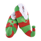 Kids Christmas Novelty Green & Red Striped Elf Slippers
