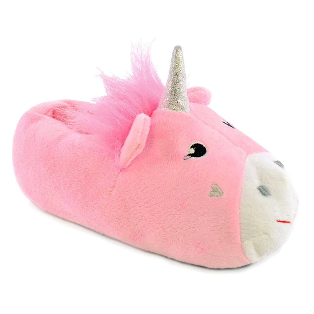 Childrens Novelty Pink Unicorn Plush Slippers (4 Sizes)