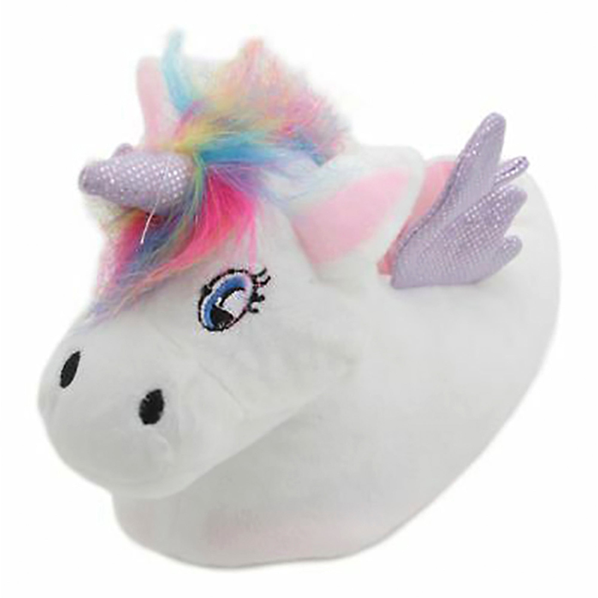 Childrens Unicorn Plush Slippers with Rainbow Hair (4 Sizes)