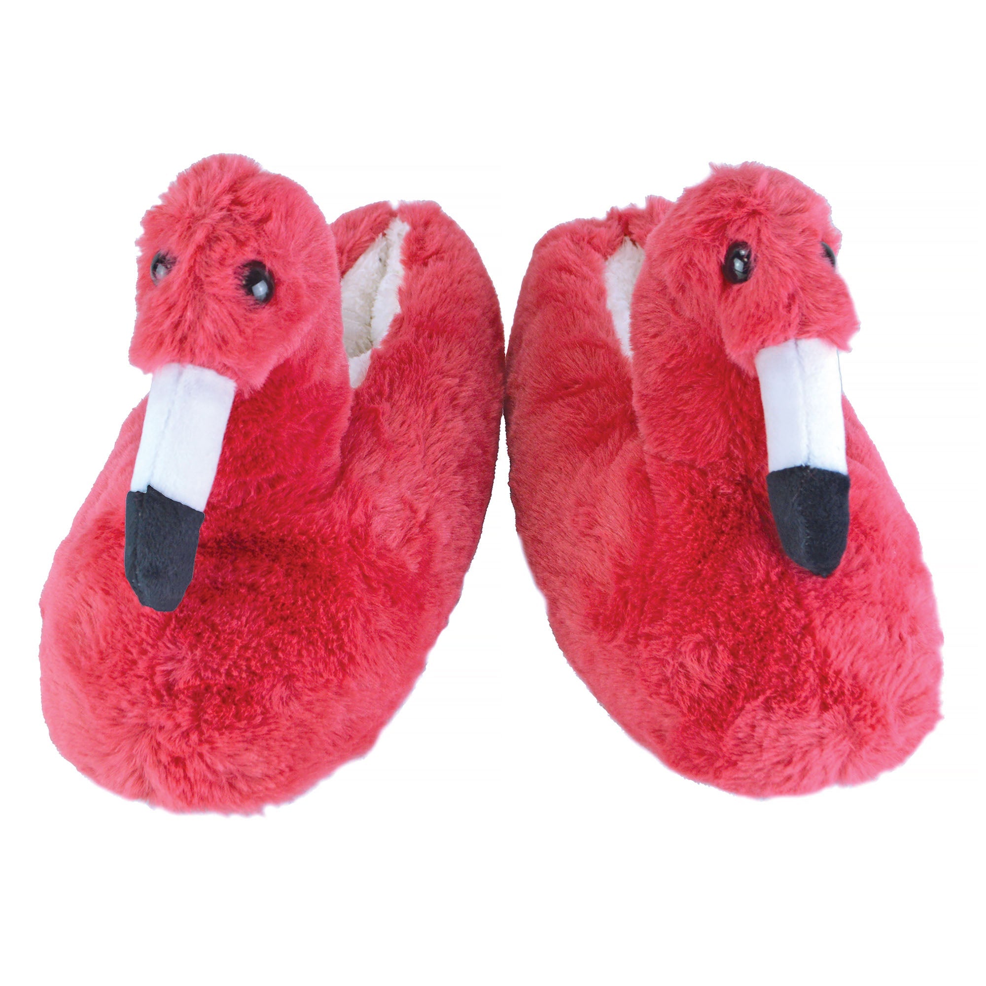Ladies Novelty Pink Plush Flamingo Slippers (3 Sizes)
