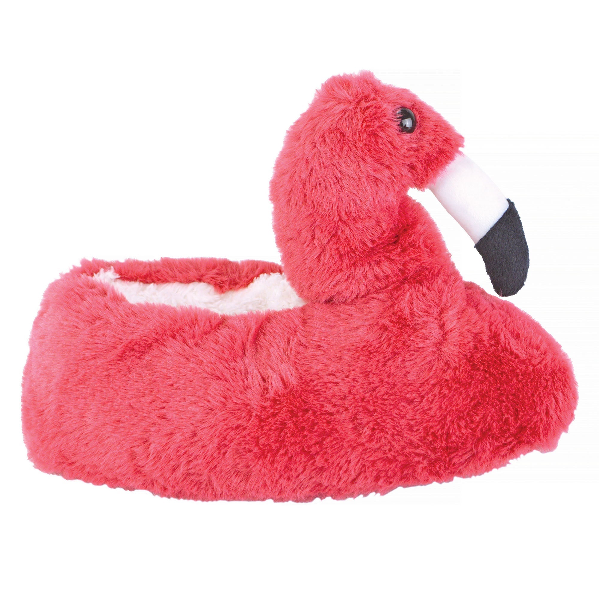 Ladies Novelty Pink Plush Flamingo Slippers (3 Sizes)
