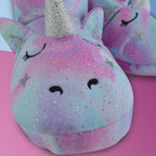 Kids 3D Pink Unicorn Rainbow Novelty Slipper Booties (4 Sizes)