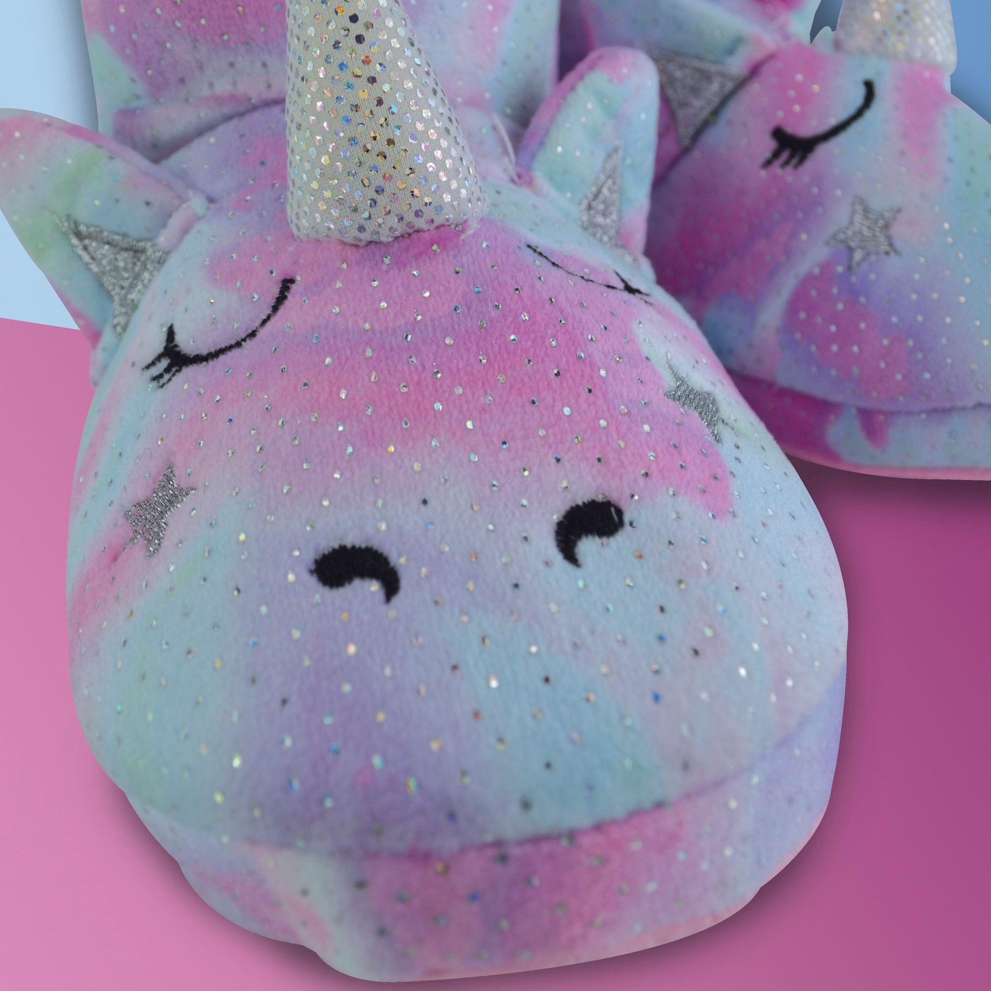 Kids 3D Pink Unicorn Rainbow Novelty Slipper Booties (4 Sizes)