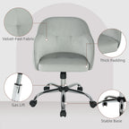 HOMCOM Velvet-feel Swivel Office Chair - Grey