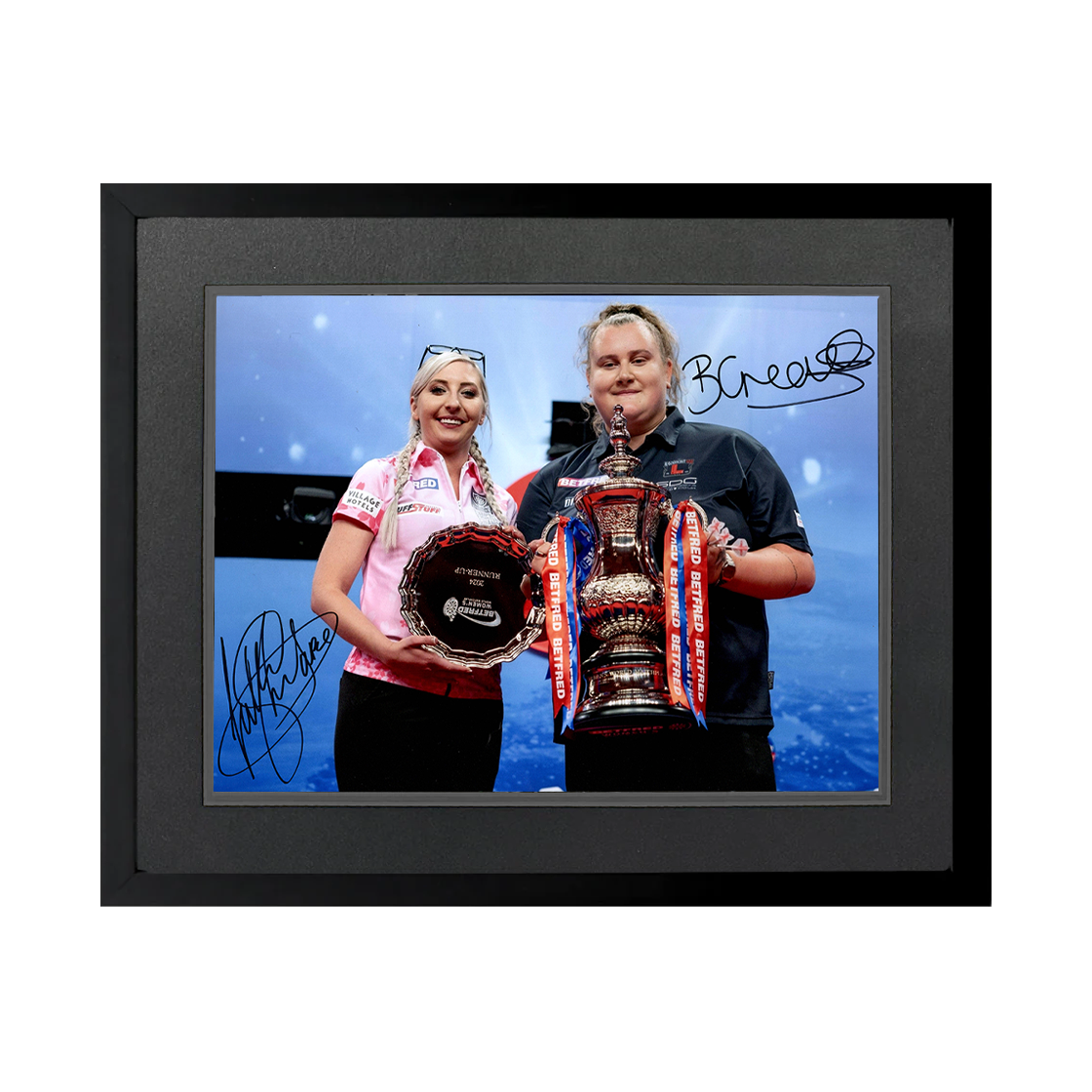 Fallon Sherrock & Beau Greaves Signed 16x12 Image Deluxe Mount Frame
