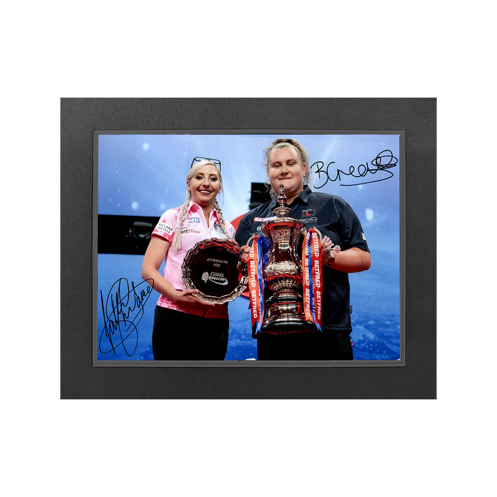 Fallon Sherrock & Beau Greaves Signed 16x12 Image Deluxe Mount
