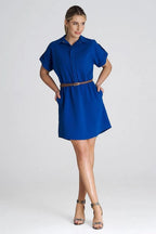 Figl Loose-Fit Daydress with Collar and Short Sleeves