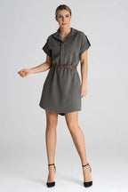 Figl Loose-Fit Daydress with Collar and Short Sleeves